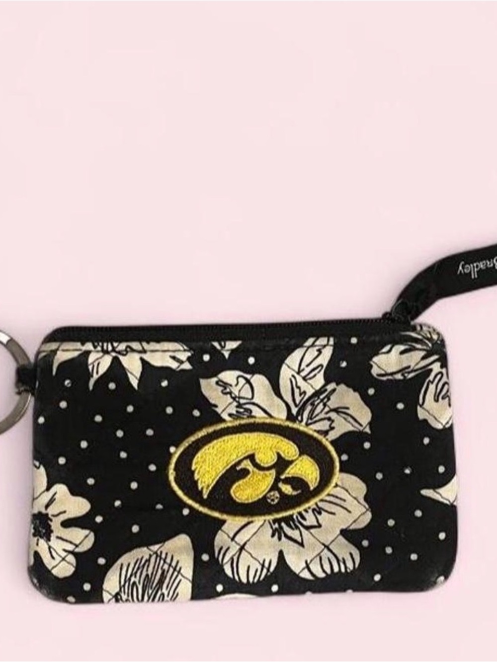 Vera Bradley Iowa Hawkeyes Black & Gold Floral Zip Key Pouch